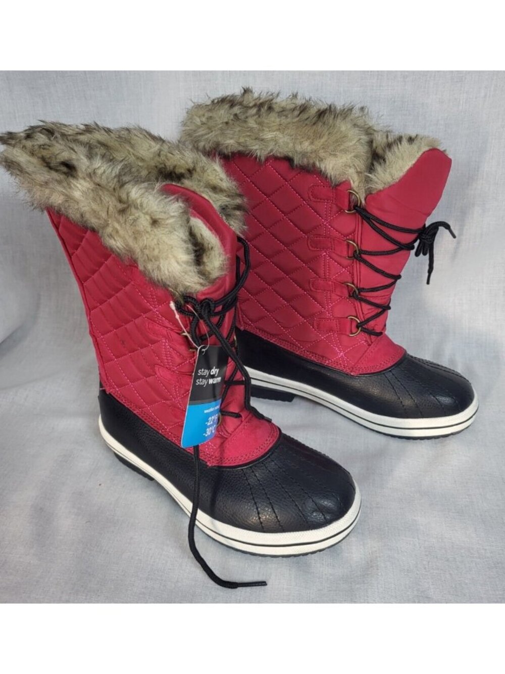 Rugged Outback Winter Boots Women's 6 NWT Snow Faux Fur Ski Winter Warm Quilted
